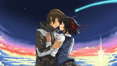 Kimi no Na wa, 8K, Mitsuha Miyamizu, Taki Tachibana, Your Name, 5K, Love couple, Anime couple