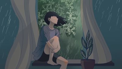 Lofi girl, Raining, 5K