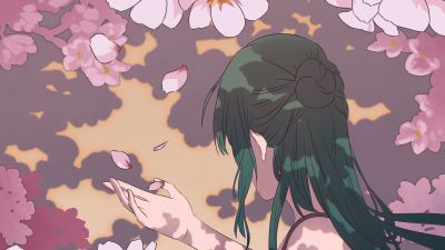 Lofi girl, AI art, Alone, 5K, Spring