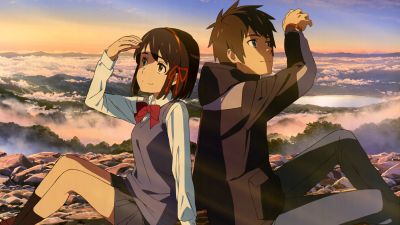 Mitsuha Miyamizu, Taki Tachibana, Kimi no Na wa, Your Name, 5K, Love couple, Anime couple