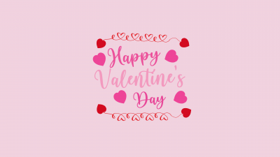 Happy Valentine's Day, Pink background, Love hearts, 5K, Pink text