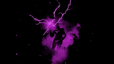 Satoru Gojo, Lightning, Purple aesthetic, Black background, Jujutsu Kaisen