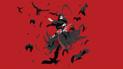 Itachi Uchiha, Illustration, Minimalist, Red background