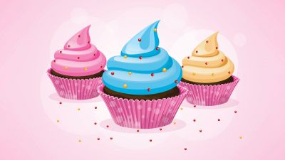 Ice cream, Cupcake, Pink background, Pastel background, Light pink background, Girly backgrounds