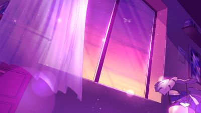 Lofi, Pink aesthetic, Window, Dreamlike, Purple aesthetic