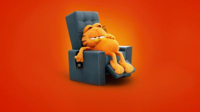 The Garfield Movie, Animation movies, Orange background, 2024 Movies