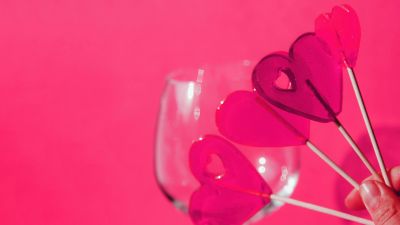 Pink hearts, Lollipop, Pink aesthetic, Sweet candy, Pink background