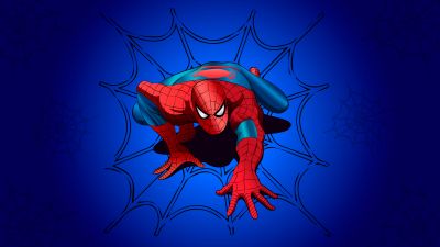 Spider-Man, Blue background, Marvel Superheroes, Spiderman