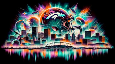 Denver Broncos, American football team, NFL team, Dark background, AI art