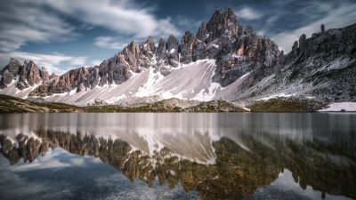 Laghi dei Piani Lake, Italy, Dolomite mountains, Body of Water, Reflections, 5K