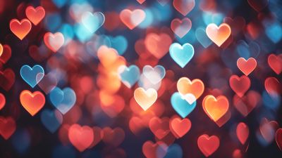 Bokeh Background, Love hearts, Valentine, 5K, AI art