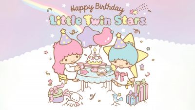 Happy Birthday, Little Twin Stars, Pastel, Aesthetic, Kiki and Lala, Cartoon, Sanrio, Birthday decoration, Birthday party