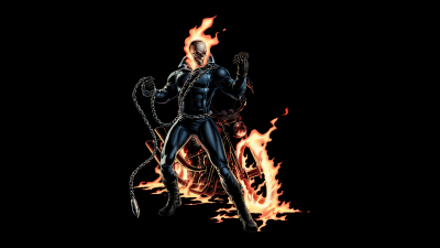 Ghost Rider, 8K, Black background, Marvel Superheroes, AMOLED, Skull, Fire, 5K