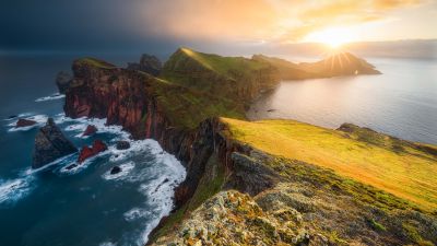 Ponta de São Lourenço, Scenic Spot, Sunset, Cliff, Ocean, Madeira Island, Portugal, 5K, 8K