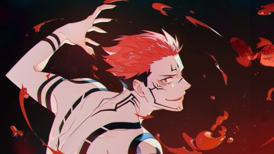 Sukuna, Orange aesthetic, Jujutsu Kaisen, 5K