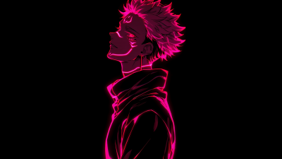 Sukuna, Pink aesthetic, AMOLED, 5K, Jujutsu Kaisen, Black background