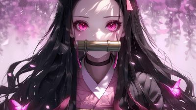 Nezuko Kamado, Pink aesthetic, Demon Slayer: Kimetsu no Yaiba