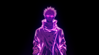 Sukuna, Purple aesthetic, AMOLED, 5K, Black background, Jujutsu Kaisen