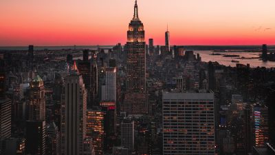 Empire State Building, Skyscraper, New York City, Sunset, Cityscape, Skyline, Urban, 5K