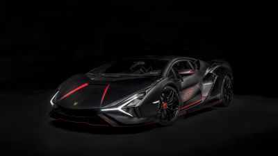 Lamborghini Sián FKP 37, Dark aesthetic, 8K, Black background, 5K, Black cars