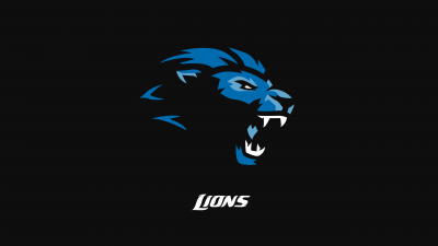 Detroit Lions, Black background, Logo, American football team, NFL team, 5K