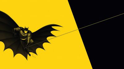 Batman, Minimal art, Yellow background, Black, DC Superheroes, Simple