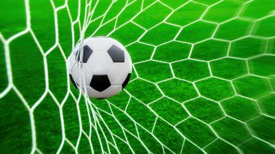 Soccer ball, Goal net, Football, Green field, 5K