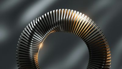 Circular, Metal structure, Spiral, 3D Art, Grey background