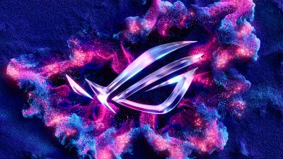 ASUS ROG, Particles, 3D background, Blue background