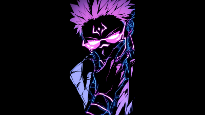 Satoru Gojo, Pink aesthetic, AMOLED, Jujutsu Kaisen, Black background, 5K