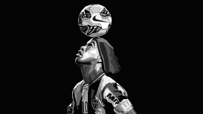 Ronaldinho, Iconic, Minimalist, AMOLED, Brazilian Football Player, Black background, 5K