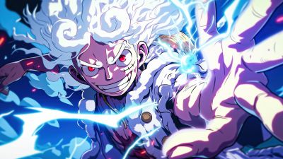 Gear 5, Luffy, Artwork, 5K, Sun God Nika