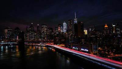 New York City, Night view, Cityscape, City lights, Timelapse, Night traffic, 5K, Aesthetic