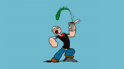 Popeye, Funny, Teal background, Cartoon, 5K