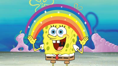 Spongebob, Rainbow, SpongeBob smiley face, 5K, SpongeBob SquarePants