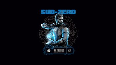 Sub-Zero (Mortal Kombat), AMOLED, 5K, 8K, Black background, Sub-Zero