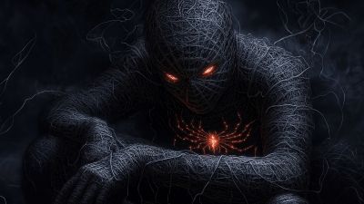 Spider-Man, Dark aesthetic, Hell, 5K, Glow in dark