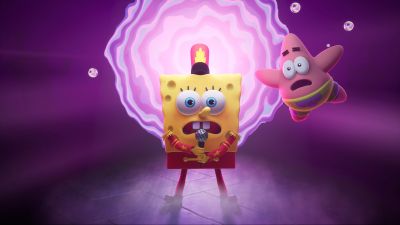 SpongeBob SquarePants: The Cosmic Shake, Video Game, Pink background, Patrick Star