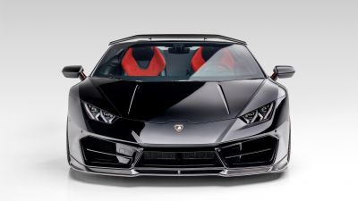 Lamborghini Huracan Spyder, Vorsteiner, White background, Black cars, 2020, 5K