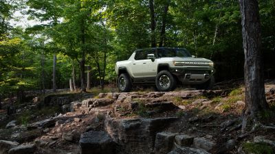 GMC Hummer EV, Forest, Electric SUV, Off-roading, Luxury SUV, Electric trucks, 2022, 5K, Four-wheel drive, Rugged, Tough