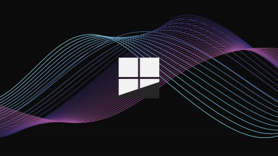 Microsoft Windows, Logo, Waves, Dark background, Purple, 5K