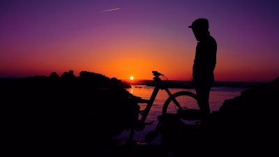 Sunset, Silhouette, Man, Hoodie, Evening, Dusk, Twilight, Horizon, Alone, 5K