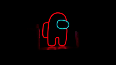 Among Us, AMOLED, Neon logo, iOS Games, Android games, PC Games, Black background