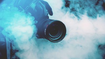 DSLR Camera, Zoom Lens, Fog, 5K