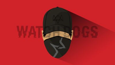 Marcus Holloway, Minimalist, Watch Dogs 2, Red background, Minimal art, 5K, 8K, Simple