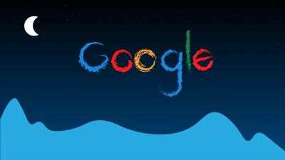 Google, Logo, Typography, Night, Crescent Moon, Half moon, 5K, 8K