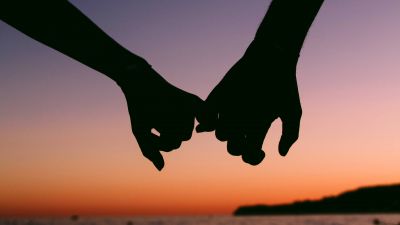 Hands together, Couple, Silhouette, Sunset, Romantic