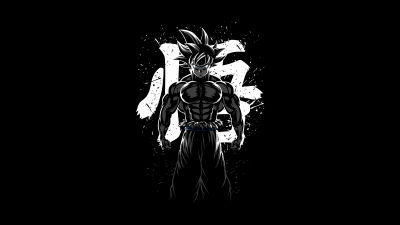 Goku Musculoso, Dragon Ball Z, AMOLED, Minimalist, Black background, 5K