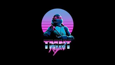 Raphael, TMNT, Teenage Mutant Ninja Turtles, AMOLED, Neon, Black background, 5K