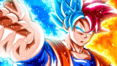 Goku, Super Saiyan Blue, Super Saiyan God, Dragon Ball Super, 5K